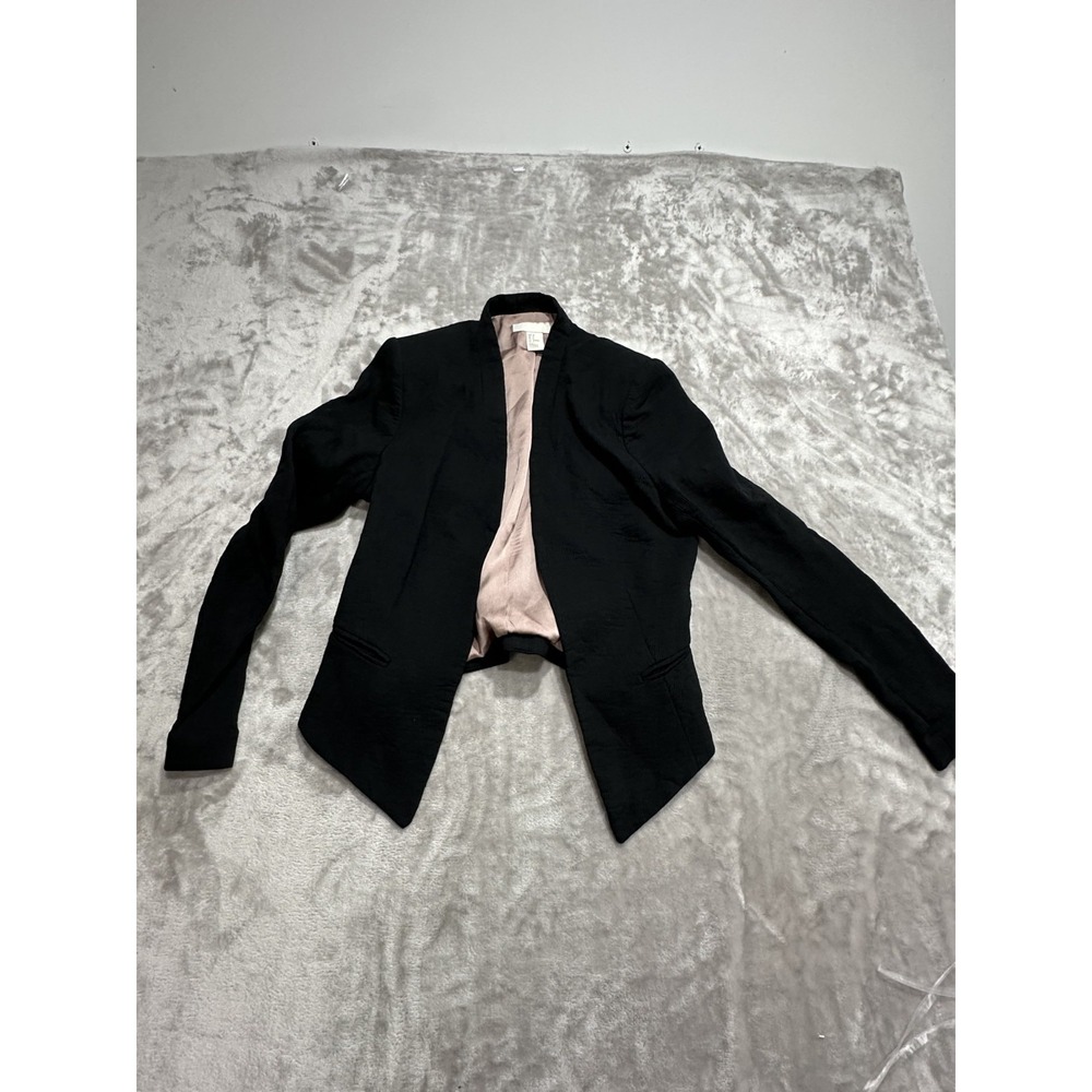 H&M Open Blazer Women's Size 8 Black Lined Lightweight Long Sleeve EUC - Picture 1 of 8